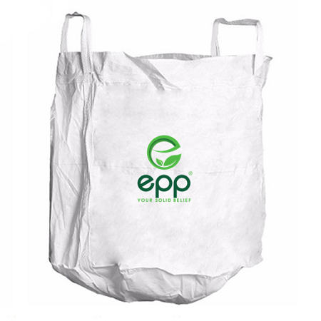 Circular FIBC bag with open top and flat bottom for soybeans