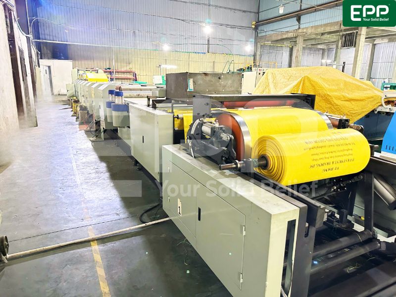 printing process in production line of PP woven bags for rice