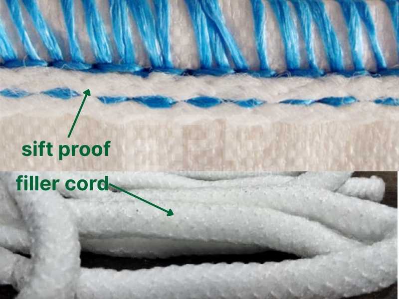 sift proof sewing line
