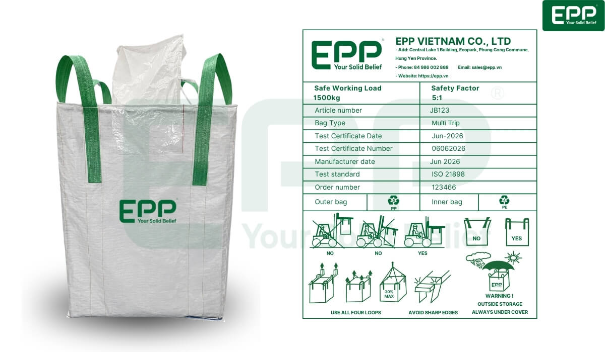 bulk bag label from EPP Vietnam