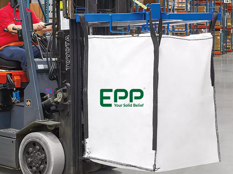 lifting industrial super sacks with forklift