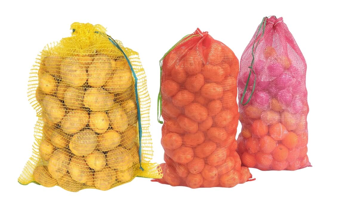 Mesh net sacks are ideal solutions for fruits and onions.