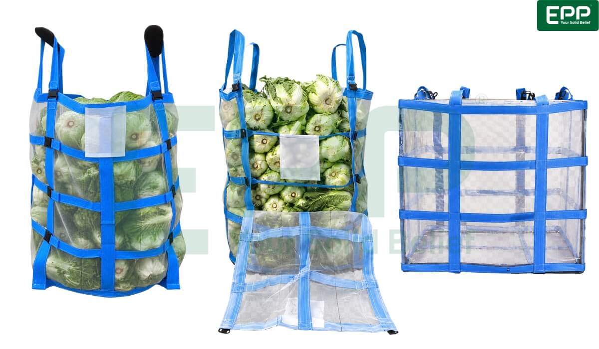 Mesh bulk bags from EPP Vietnam for fresh cabbages
