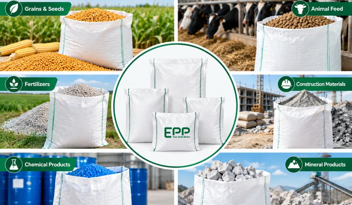 Common application of Recycled Polypropylene Bags.