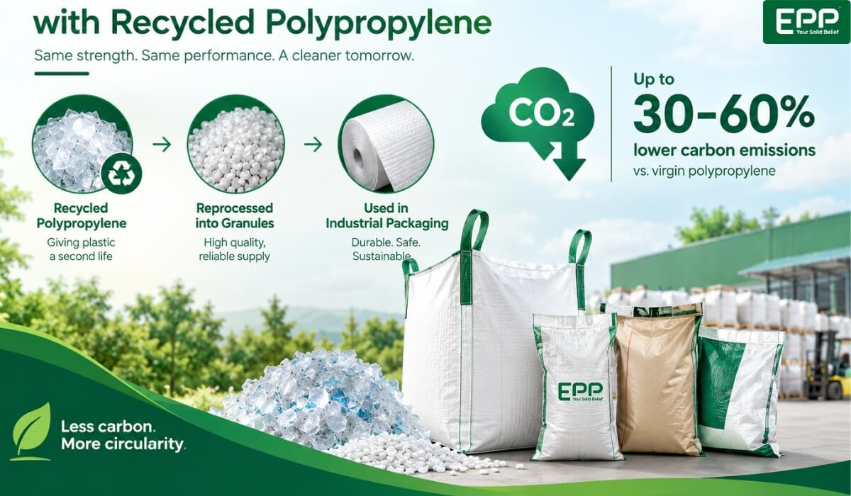 carbon emission reductions achieved by incorporating recycled polypropylene into industrial packaging