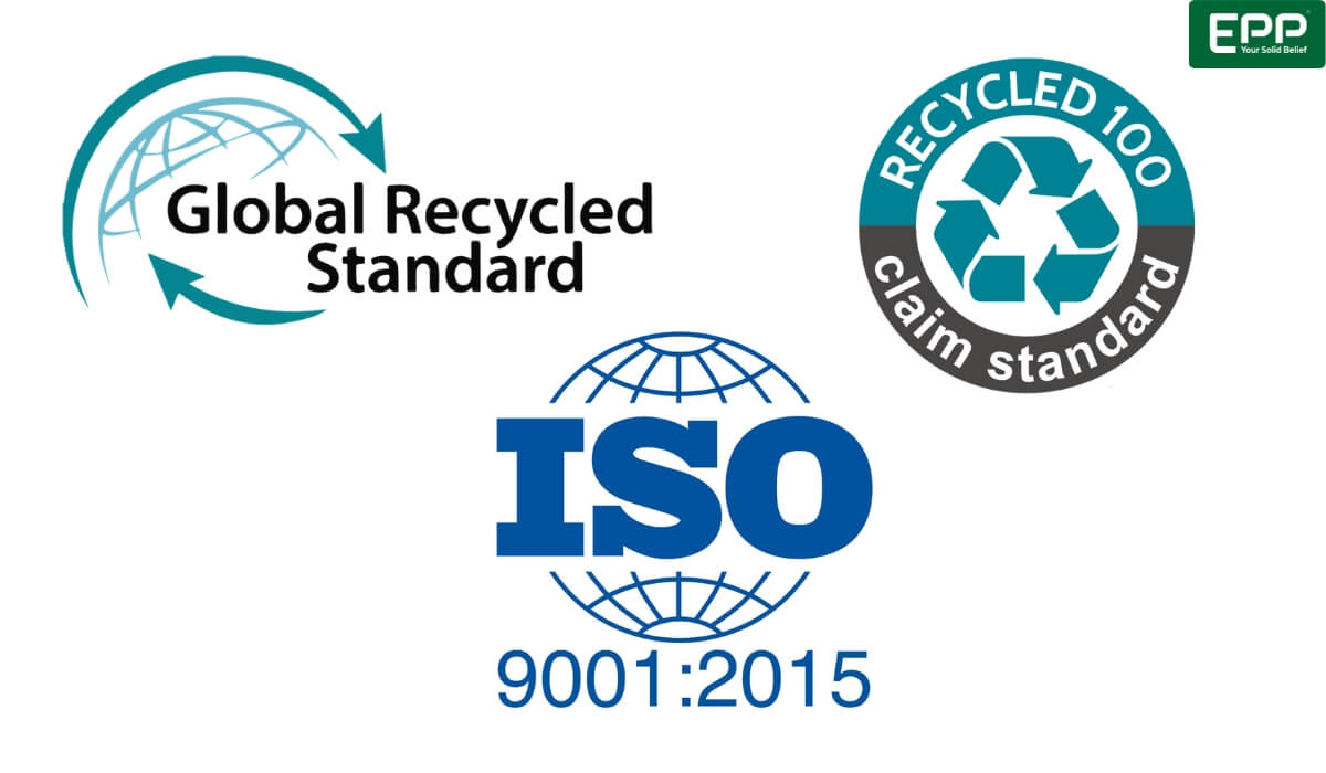 International certifications verifying chain of custody and recycled content accuracy.