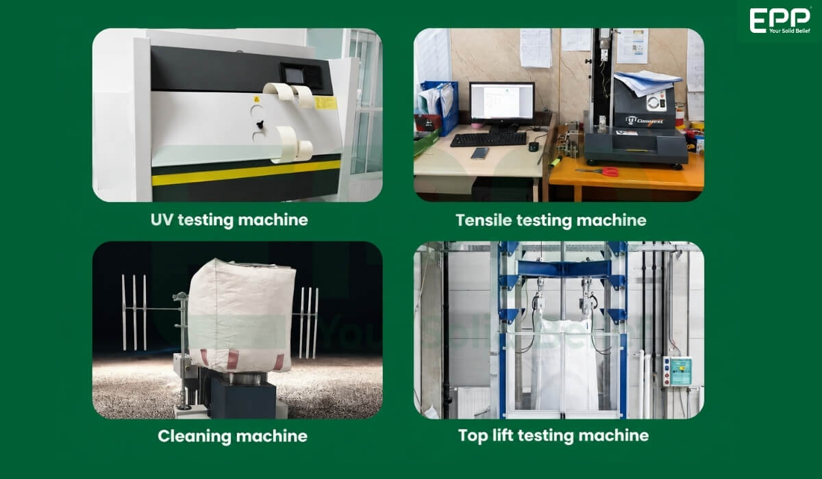 Tesitng machines from EPP Vietnam for quality control of high quality FIBCs