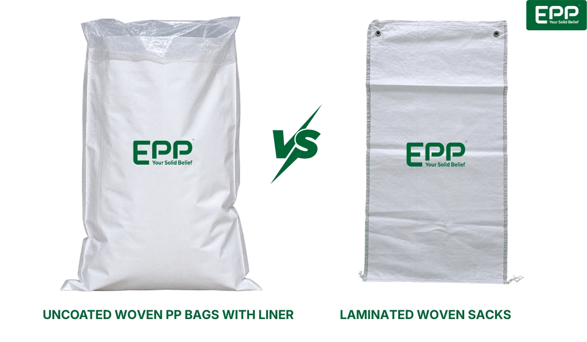 Uncoated PP woven bag with PE liner and a standard laminated PP bag