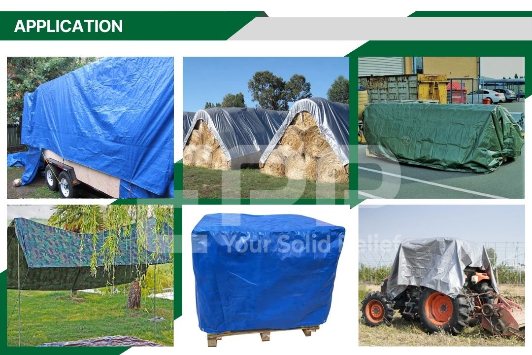 Application of weather resistant tarp 