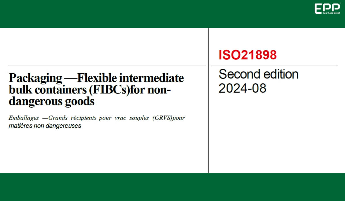 Quality inspection of FIBC super sack undergoing ISO 21898:2024 compliance testing