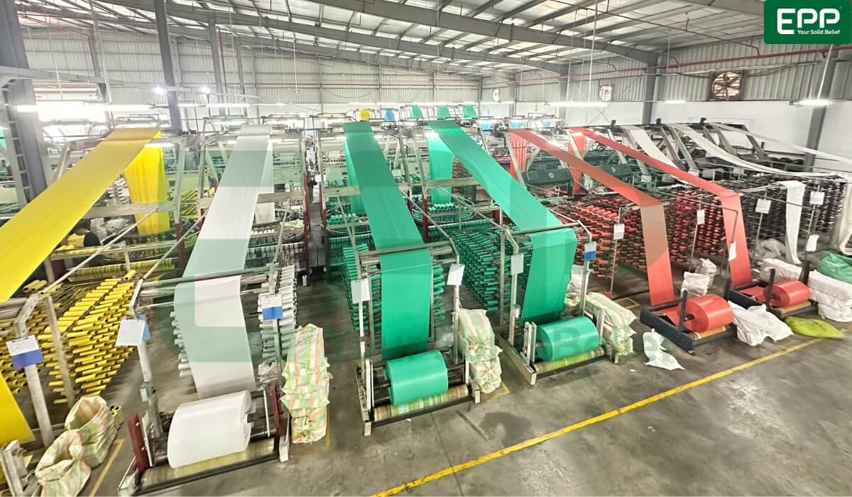 modern high speed circular weaving loom factory at EPP Vietnam