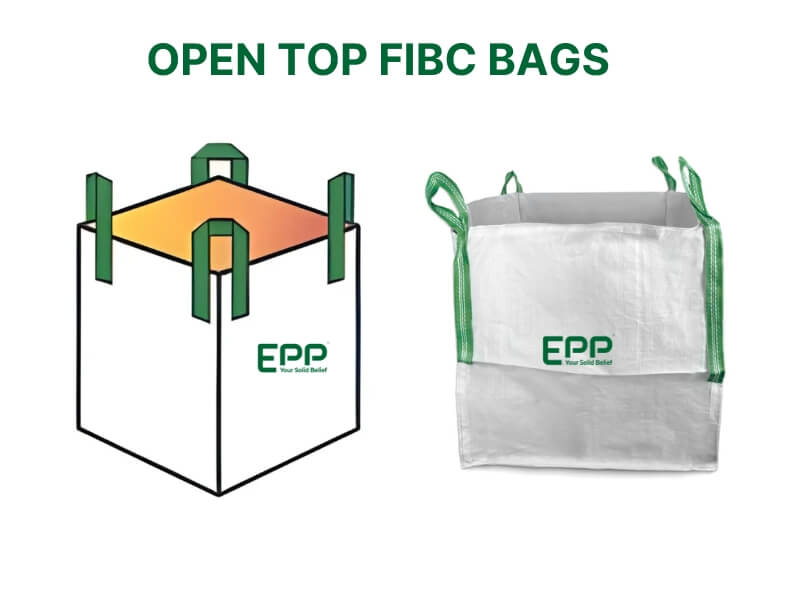 Heavy-duty polypropylene open-top FIBC bags with four lifting loops
