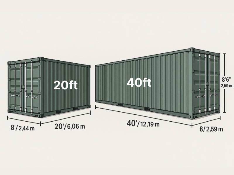 20ft container and 40ft container