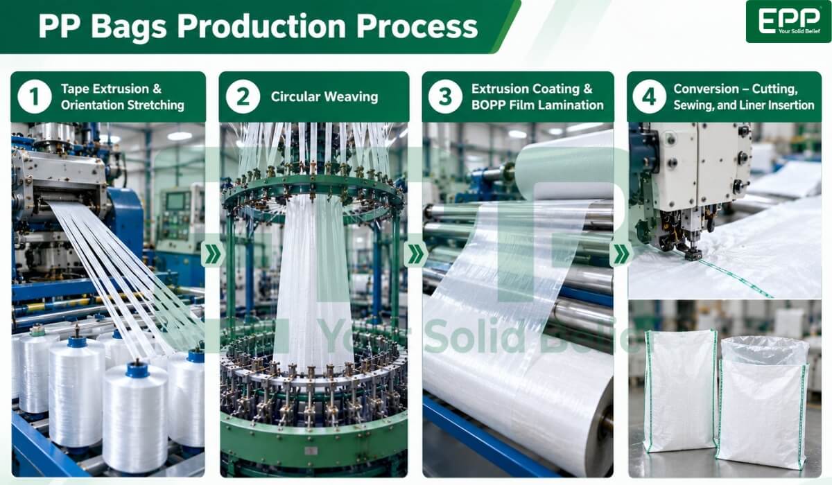 Four-step how PP bags are made